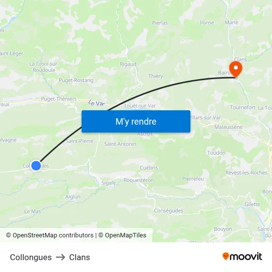 Collongues to Clans map