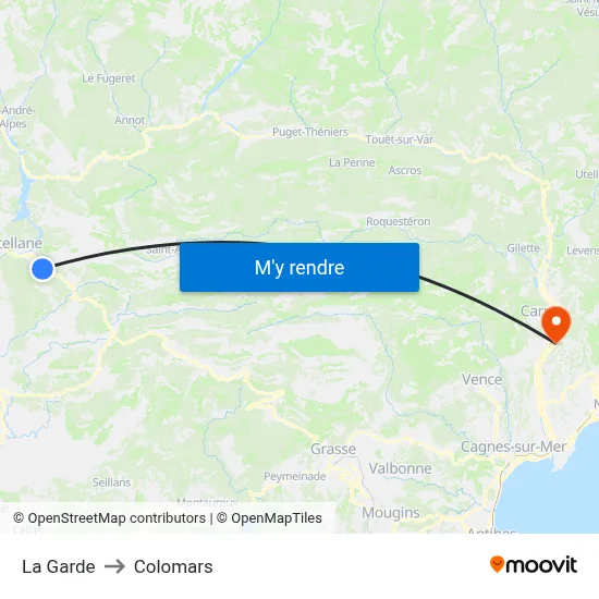La Garde to Colomars map