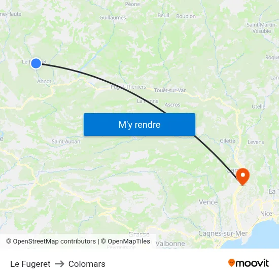 Le Fugeret to Colomars map