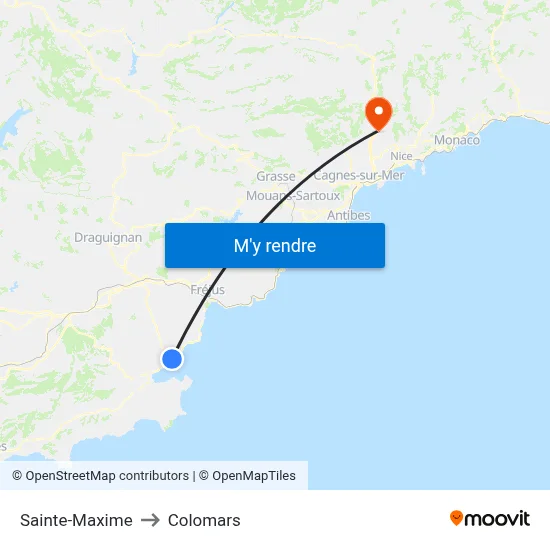 Sainte-Maxime to Colomars map