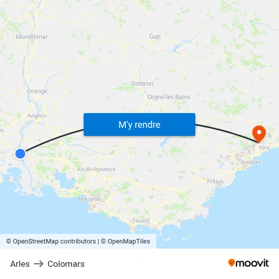 Arles to Colomars map