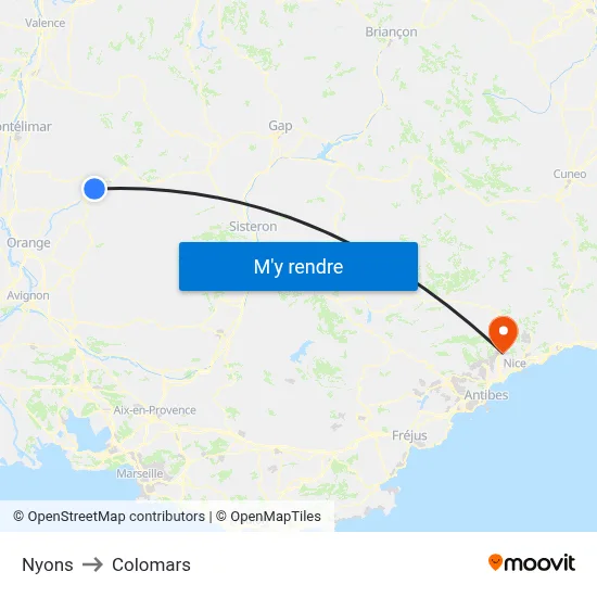 Nyons to Colomars map