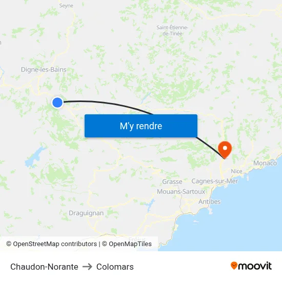 Chaudon-Norante to Colomars map