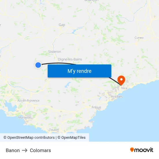 Banon to Colomars map