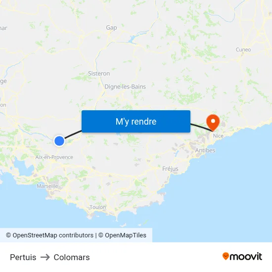 Pertuis to Colomars map