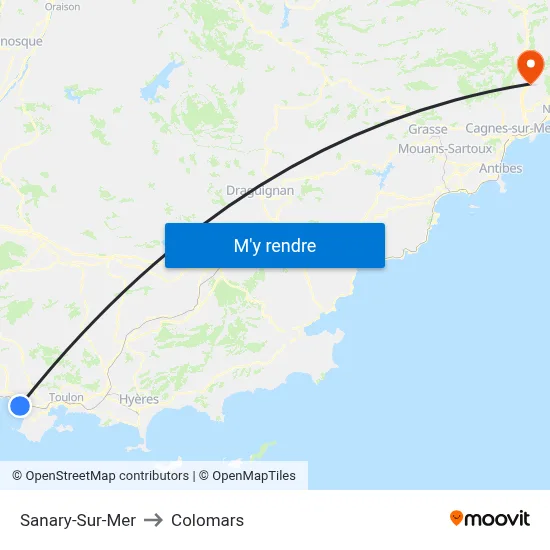 Sanary-Sur-Mer to Colomars map