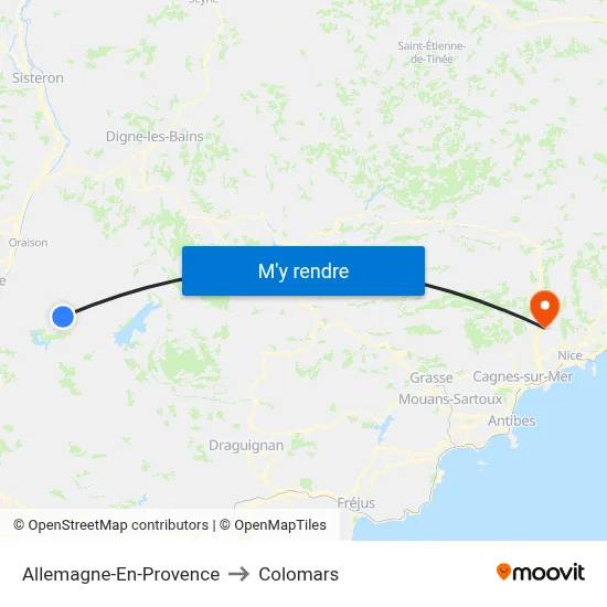 Allemagne-En-Provence to Colomars map
