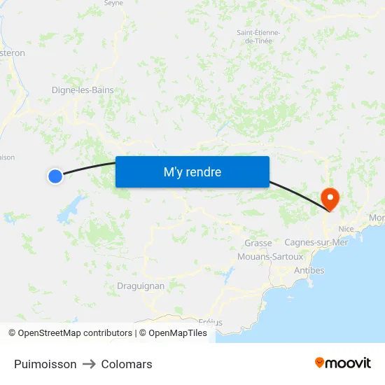 Puimoisson to Colomars map