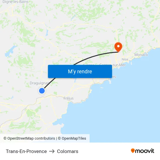 Trans-En-Provence to Colomars map