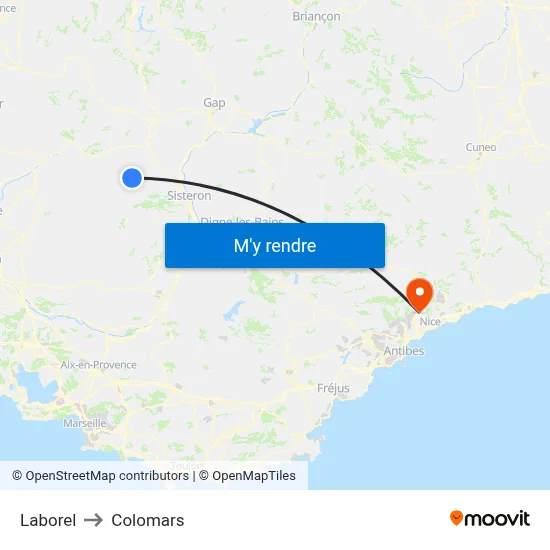 Laborel to Colomars map