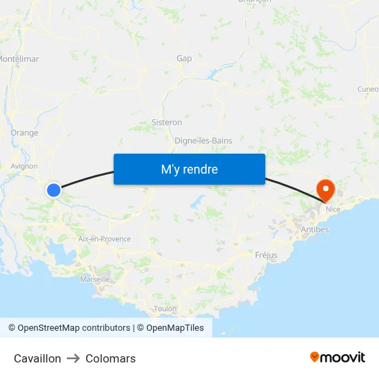 Cavaillon to Colomars map