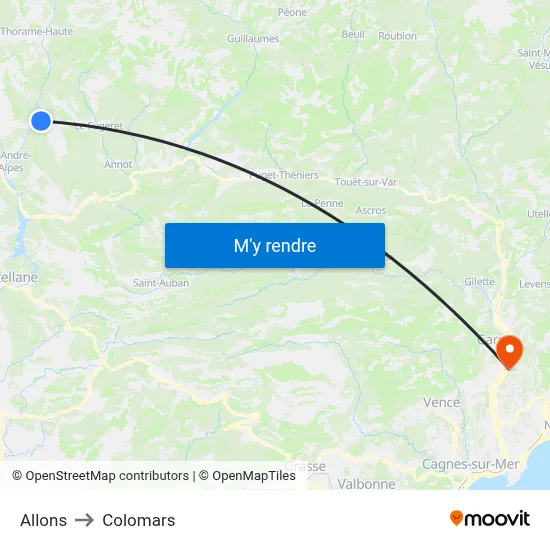 Allons to Colomars map