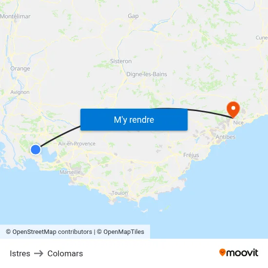 Istres to Colomars map