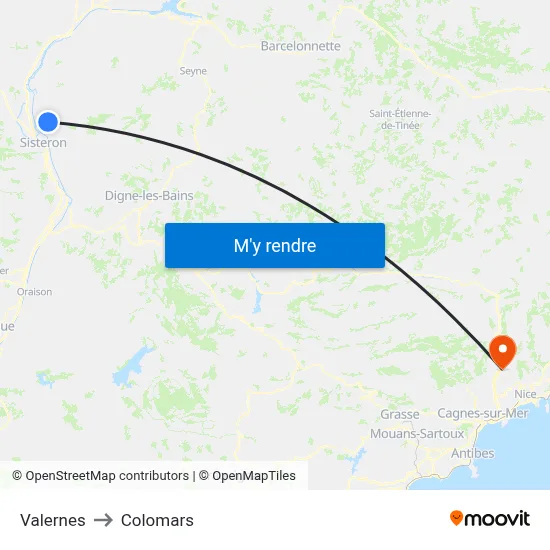 Valernes to Colomars map