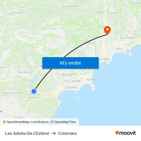 Les Adrets-De-L'Estérel to Colomars map