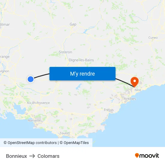Bonnieux to Colomars map
