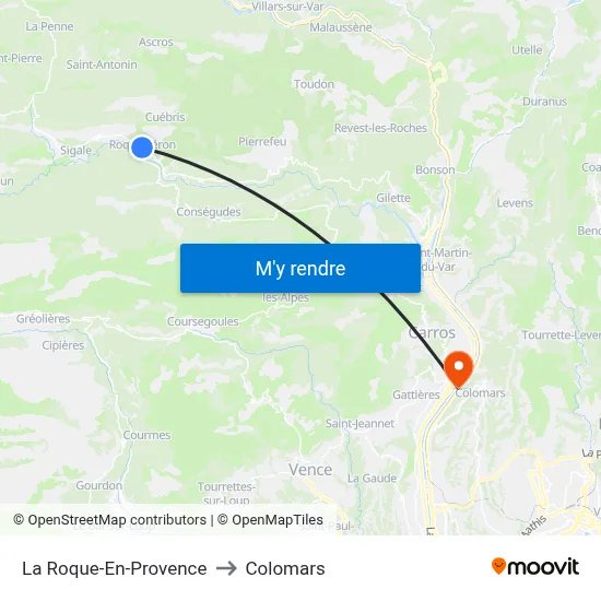 La Roque-En-Provence to Colomars map