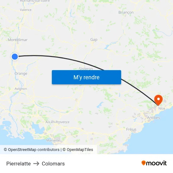 Pierrelatte to Colomars map