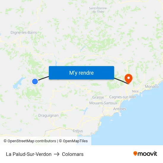 La Palud-Sur-Verdon to Colomars map