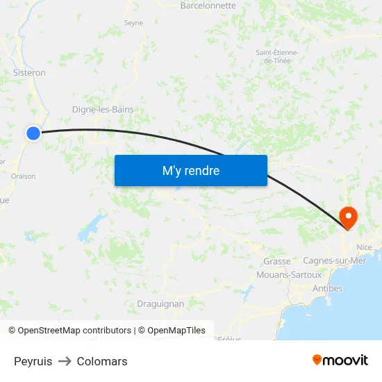 Peyruis to Colomars map