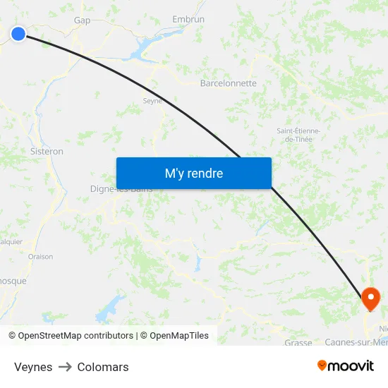 Veynes to Colomars map
