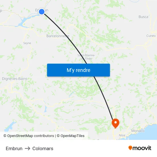 Embrun to Colomars map