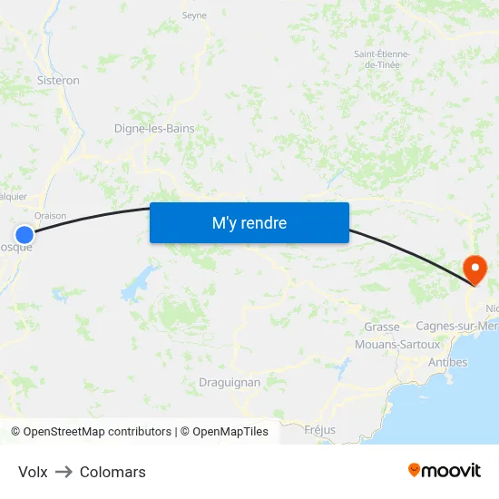 Volx to Colomars map