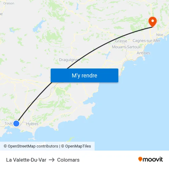 La Valette-Du-Var to Colomars map