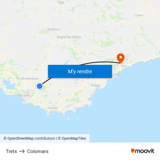 Trets to Colomars map