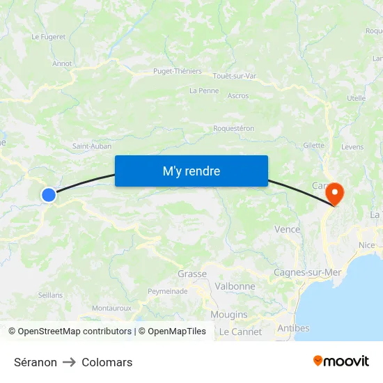 Séranon to Colomars map