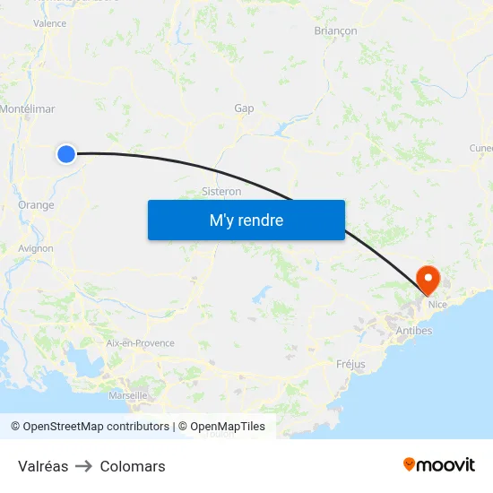 Valréas to Colomars map