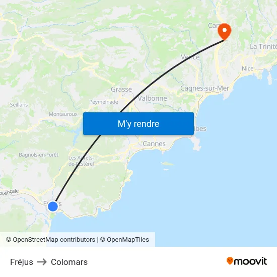 Fréjus to Colomars map