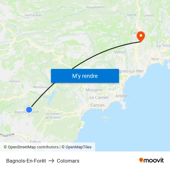 Bagnols-En-Forêt to Colomars map
