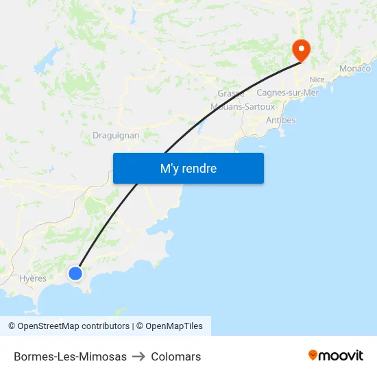 Bormes-Les-Mimosas to Colomars map