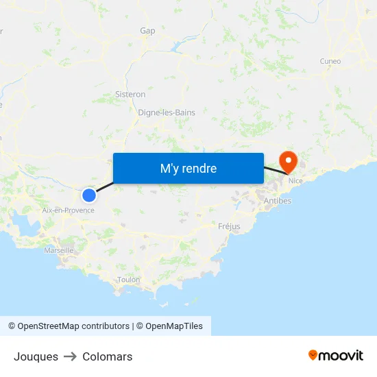 Jouques to Colomars map