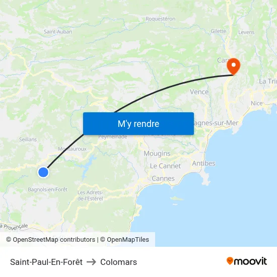 Saint-Paul-En-Forêt to Colomars map