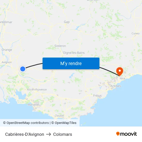 Cabrières-D'Avignon to Colomars map