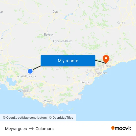 Meyrargues to Colomars map