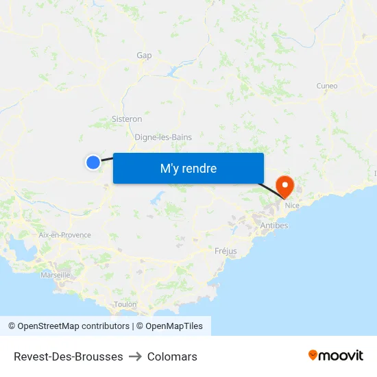 Revest-Des-Brousses to Colomars map