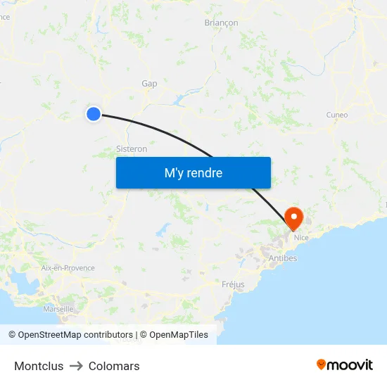 Montclus to Colomars map