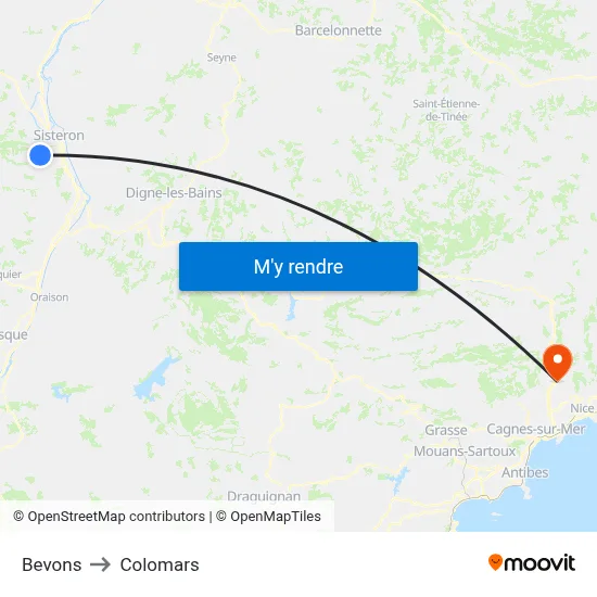 Bevons to Colomars map