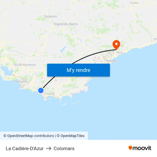 La Cadière-D'Azur to Colomars map