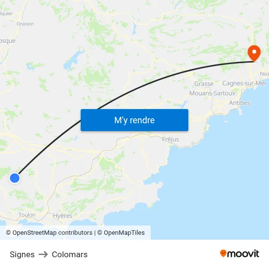 Signes to Colomars map