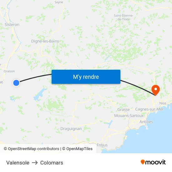 Valensole to Colomars map