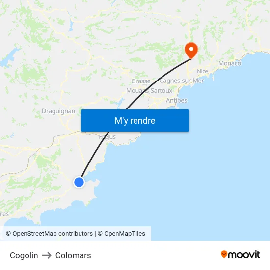Cogolin to Colomars map