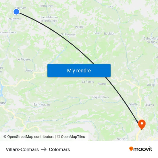 Villars-Colmars to Colomars map
