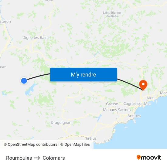 Roumoules to Colomars map
