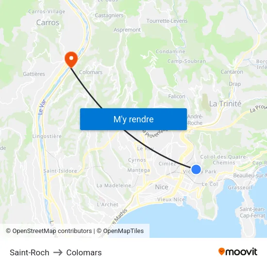 Saint-Roch to Colomars map
