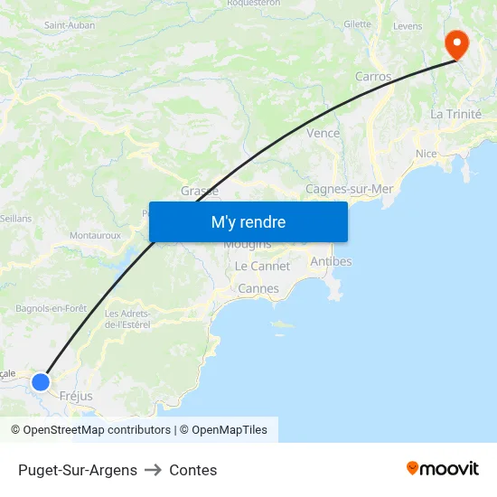 Puget-Sur-Argens to Contes map