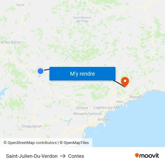 Saint-Julien-Du-Verdon to Contes map